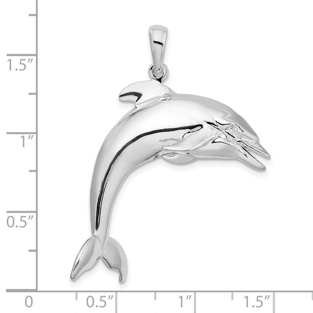 FJC Finejewelers 925 Sterling Silver Rhodium Plated Polished 3D Jumping Dolphin Charm 41 x 30 mm