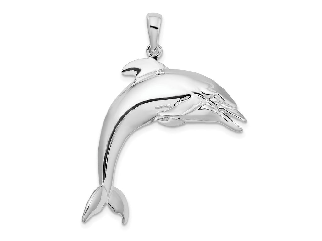 FJC Finejewelers 925 Sterling Silver Rhodium Plated Polished 3D Jumping Dolphin Charm 41 x 30 mm