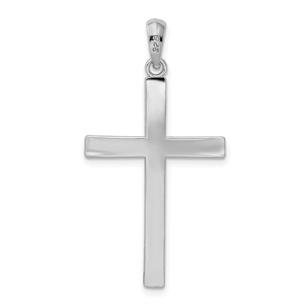FJC Finejewelers 925 Sterling Silver Polished Front Textured Back Latin Cross Charm 19 mm