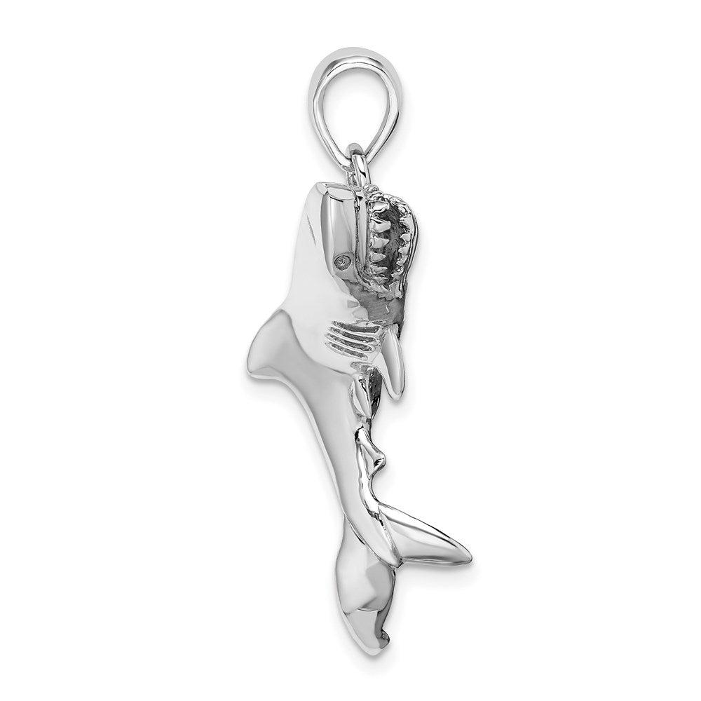 FJC Finejewelers 925 Sterling Silver Rhodium Plated Polished 3D Swimming Shark Charm 37 x 28 mm