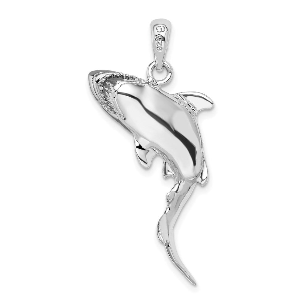 FJC Finejewelers 925 Sterling Silver Rhodium Plated Polished 3D Swimming Shark Charm 37 x 28 mm