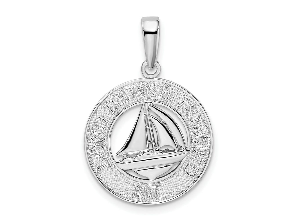 FJC Finejewelers 925 Sterling Silver Rhodium Plated Long Beach Island,NJ with Sailboat Charm 26 x 18 mm