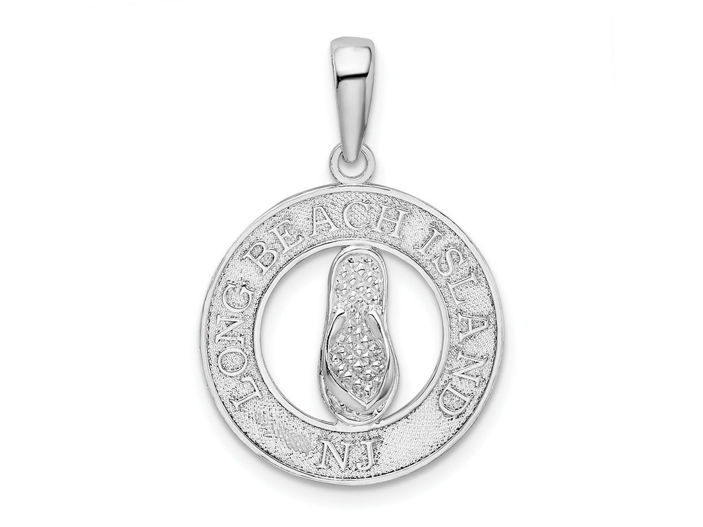 FJC Finejewelers 925 Sterling Silver Rhodium Plated Long Beach Island,NJ with Flip-flop Charm 26 x 17 mm