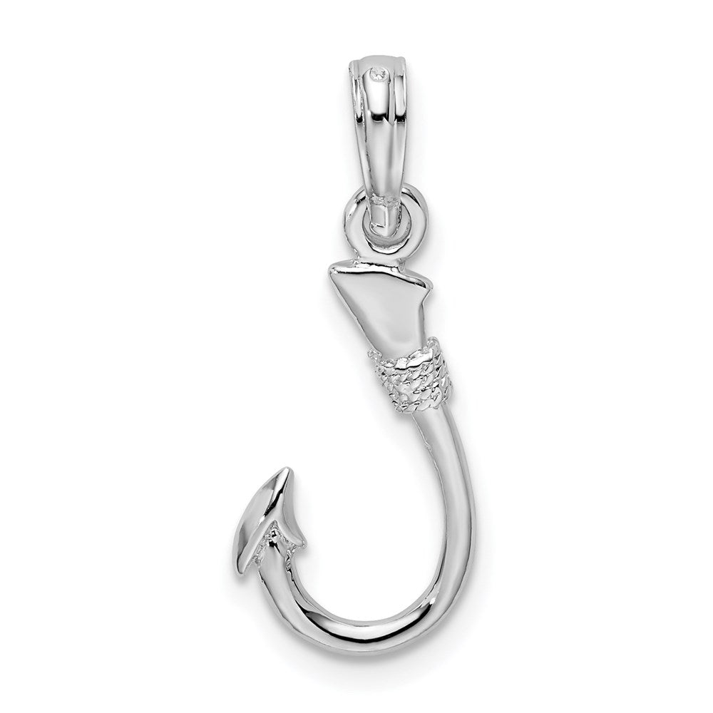 FJC Finejewelers 925 Sterling Silver Rhodium Plated Polished 3D Fish Hook Charm 23 x 9 mm