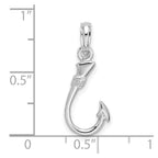 FJC Finejewelers 925 Sterling Silver Rhodium Plated Polished 3D Fish Hook Charm 23 x 9 mm