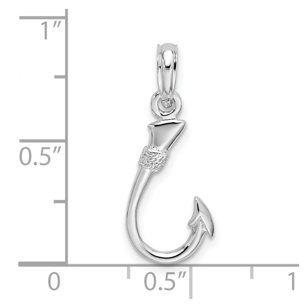 FJC Finejewelers 925 Sterling Silver Rhodium Plated Polished 3D Fish Hook Charm 23 x 9 mm