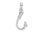 FJC Finejewelers 925 Sterling Silver Rhodium Plated Polished 3D Fish Hook Charm 23 x 9 mm