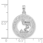 FJC Finejewelers 925 Sterling Silver Rhodium Plated Textured Turks Caicos with Flamingo Charm 24 x 17 mm
