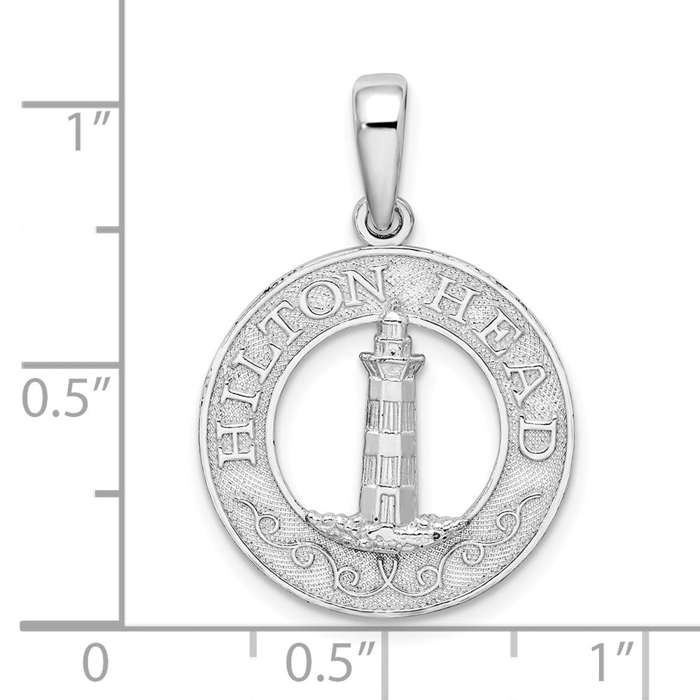 FJC Finejewelers 925 Sterling Silver Rhodium Plated Textured Hilton Head Lighthouse Charm 26 x 18 mm