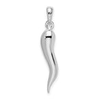 FJC Finejewelers 925 Sterling Silver Rhodium Plated Polished 3D Italian Horn Charm 32 mm