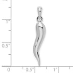 FJC Finejewelers 925 Sterling Silver Rhodium Plated Polished 3D Italian Horn Charm 32 mm