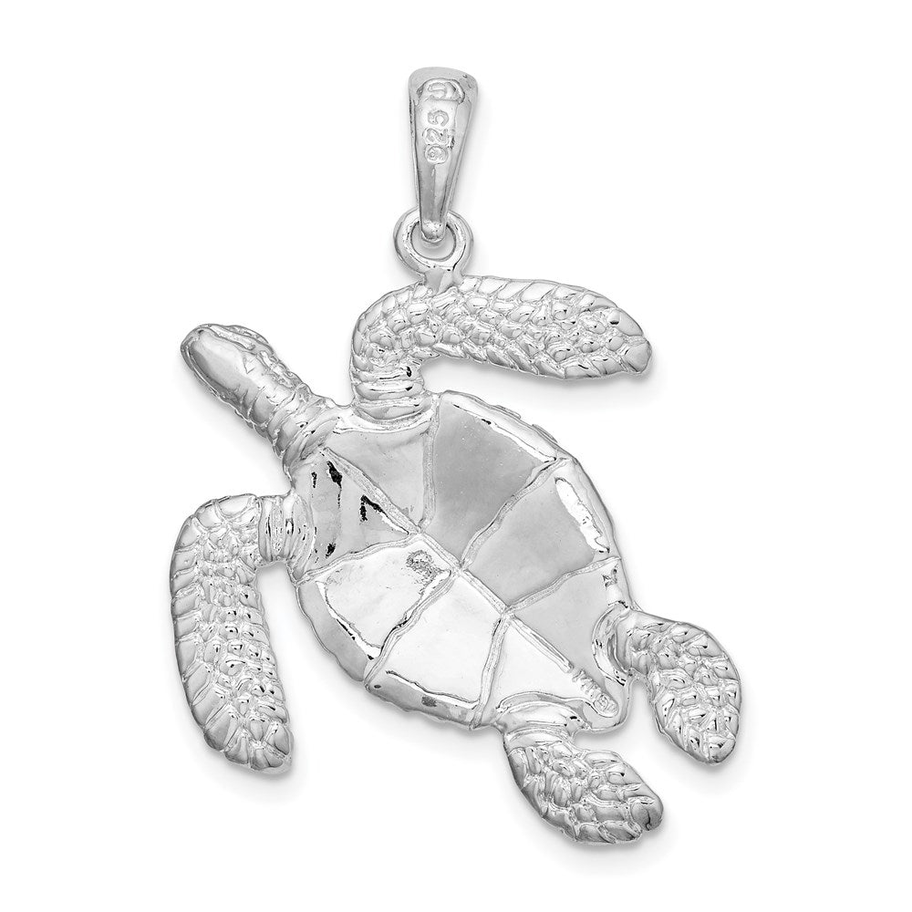FJC Finejewelers 925 Sterling Silver Rhodium Plated Polished Lg Swimming Sea Turtle Charm 33 x 25 mm