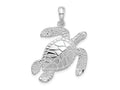 FJC Finejewelers 925 Sterling Silver Rhodium Plated Polished Lg Swimming Sea Turtle Charm 33 x 25 mm