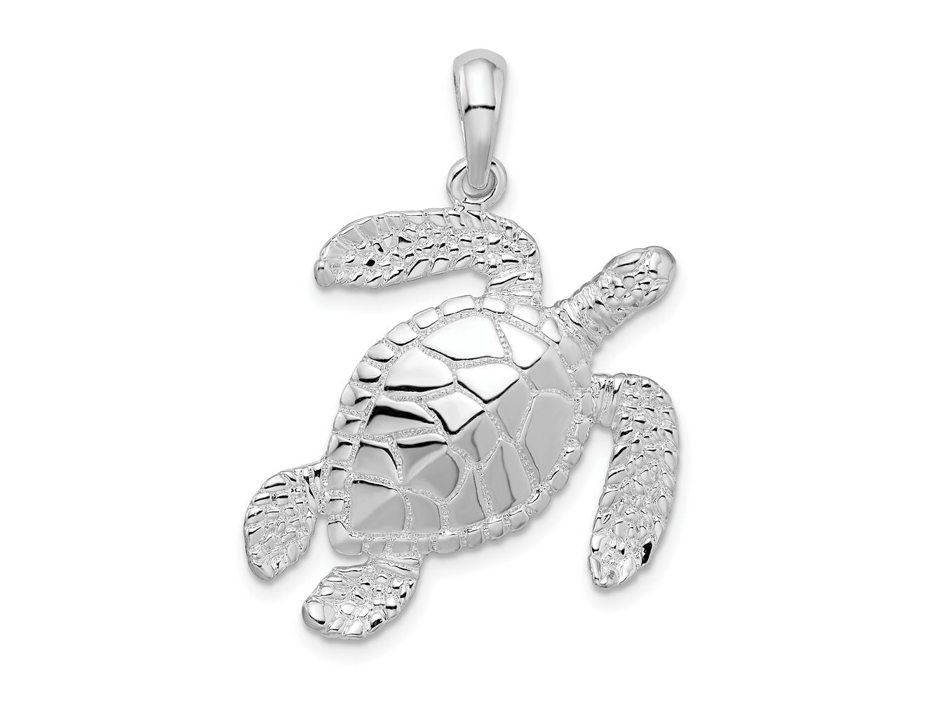 FJC Finejewelers 925 Sterling Silver Rhodium Plated Polished Lg Swimming Sea Turtle Charm 33 x 25 mm