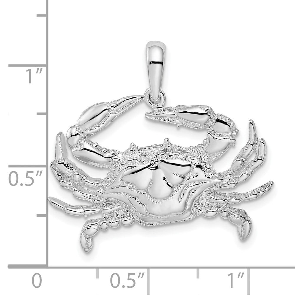 FJC Finejewelers 925 Sterling Silver Rhodium Plated Polished Blue Crab Charm 36 x 28 mm