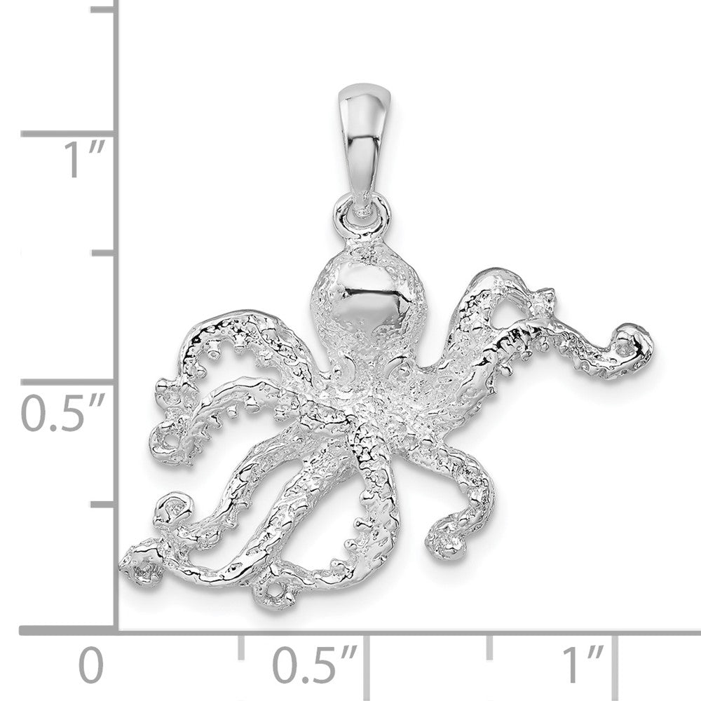 FJC Finejewelers 925 Sterling Silver Rhodium Plated Polished Textured Octopus Charm 27 x 27 mm