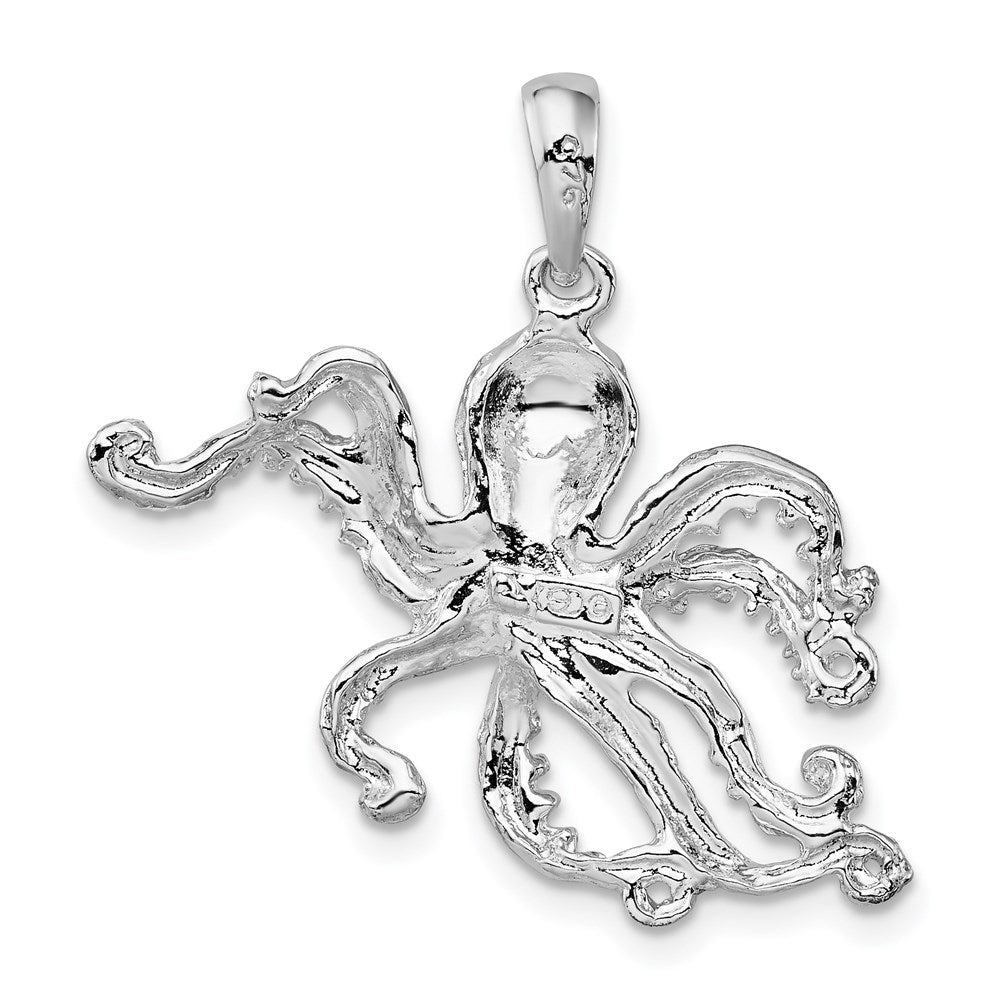 FJC Finejewelers 925 Sterling Silver Rhodium Plated Polished Textured Octopus Charm 27 x 27 mm