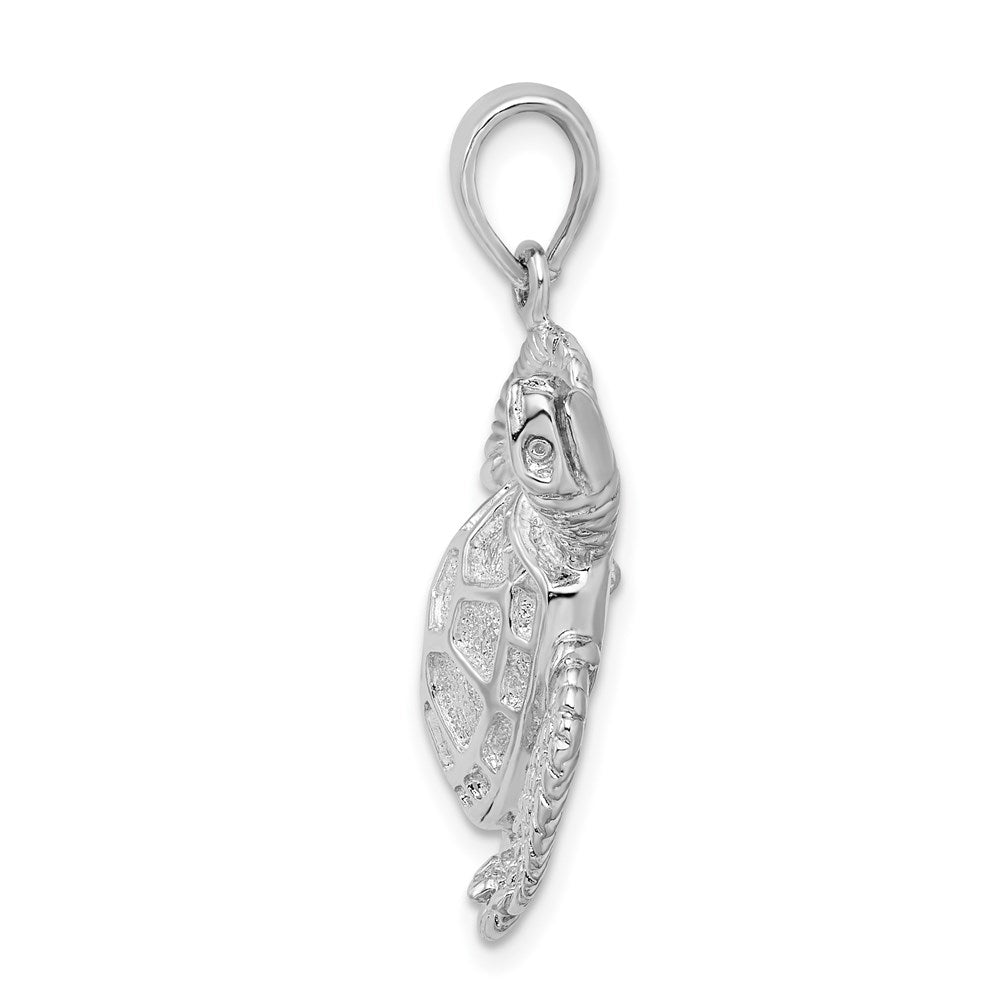 FJC Finejewelers 925 Sterling Silver Rhodium Plated Polished 3D Large Sea Turtle Charm 32 x 25 mm