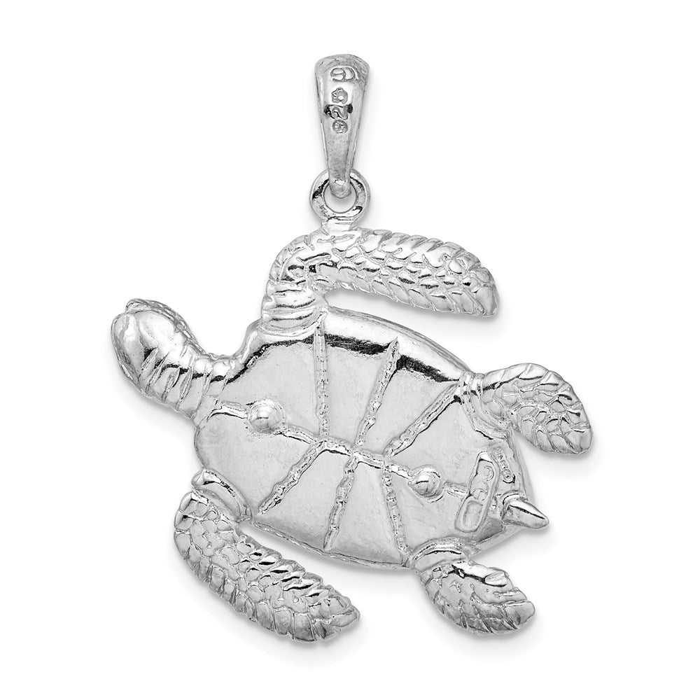 FJC Finejewelers 925 Sterling Silver Rhodium Plated Polished 3D Large Sea Turtle Charm 32 x 25 mm