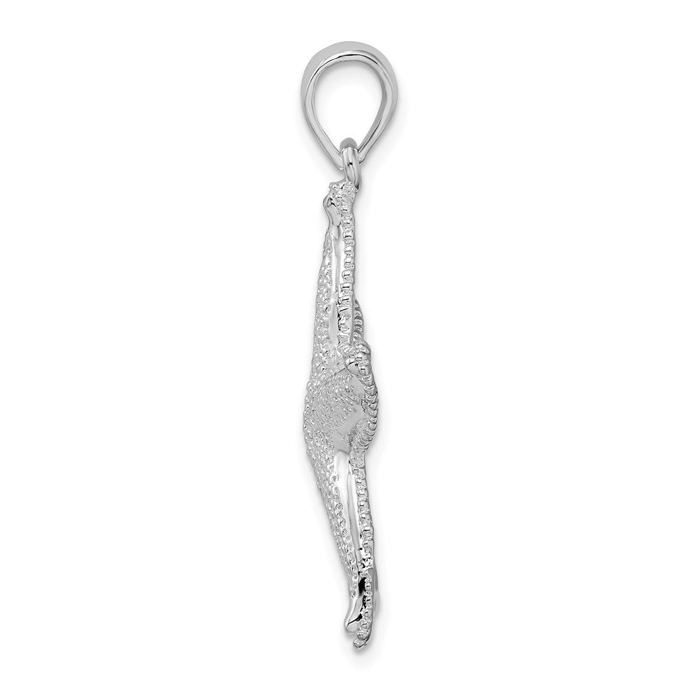 FJC Finejewelers 925 Sterling Silver Rhodium Plated Polished Textured Starfish Charm 35 x 25 mm