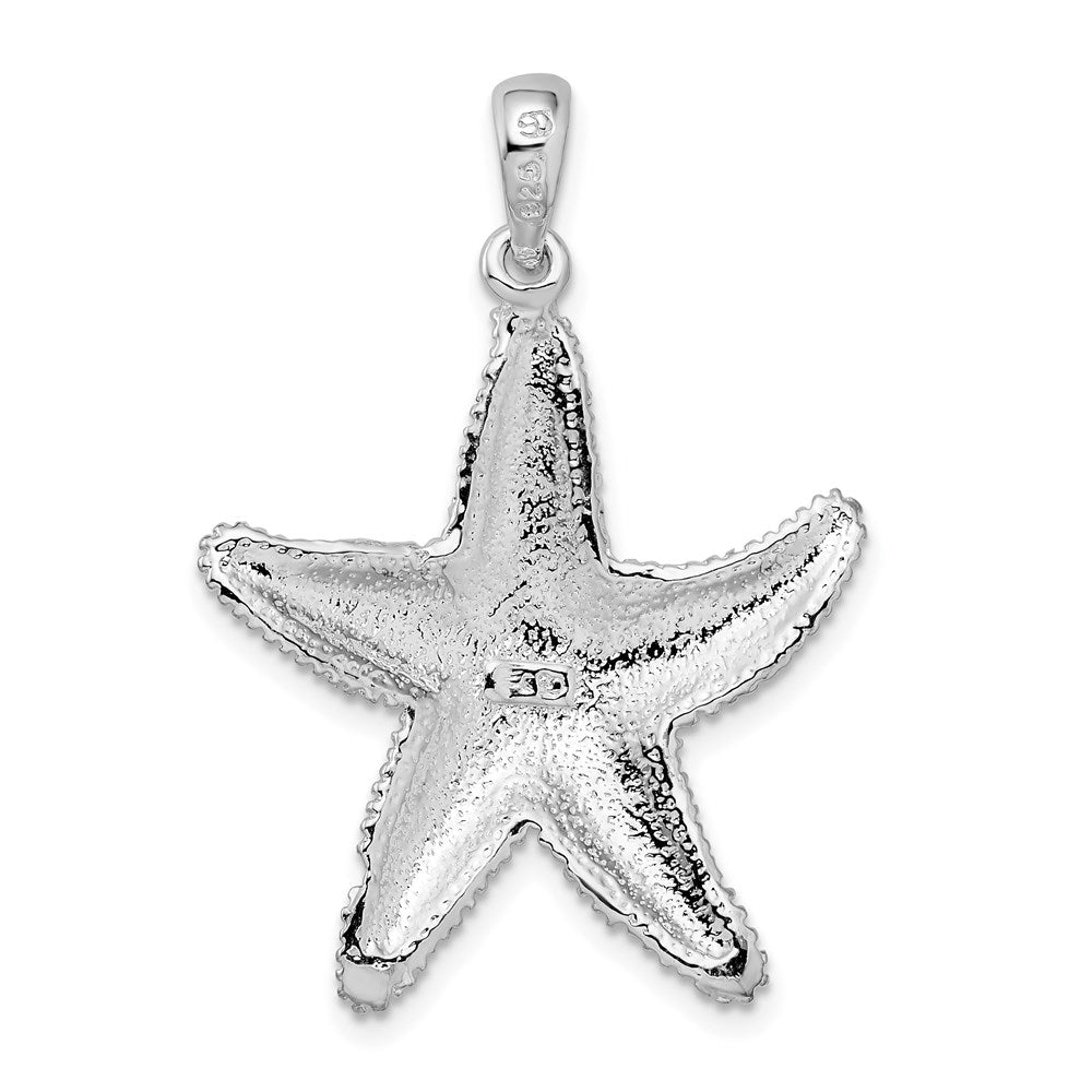 FJC Finejewelers 925 Sterling Silver Rhodium Plated Polished Textured Starfish Charm 35 x 25 mm