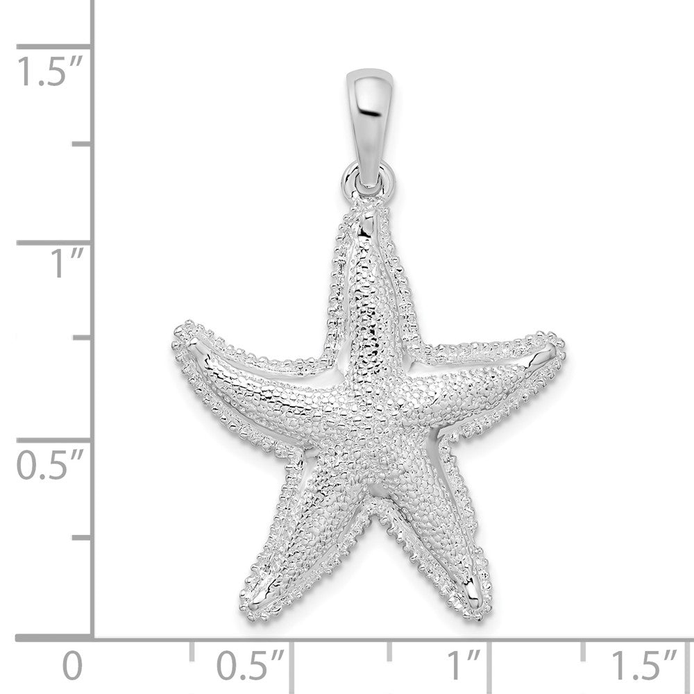FJC Finejewelers 925 Sterling Silver Rhodium Plated Polished Textured Starfish Charm 35 x 25 mm