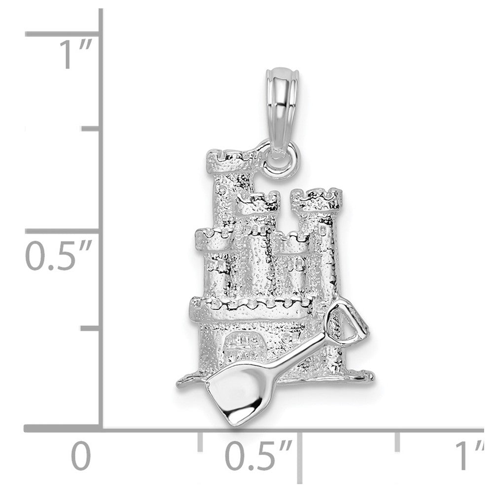 FJC Finejewelers 925 Sterling Silver Rhodium Plated Polished 3D Sandcastle/Shovel Charm 23 x 12 mm