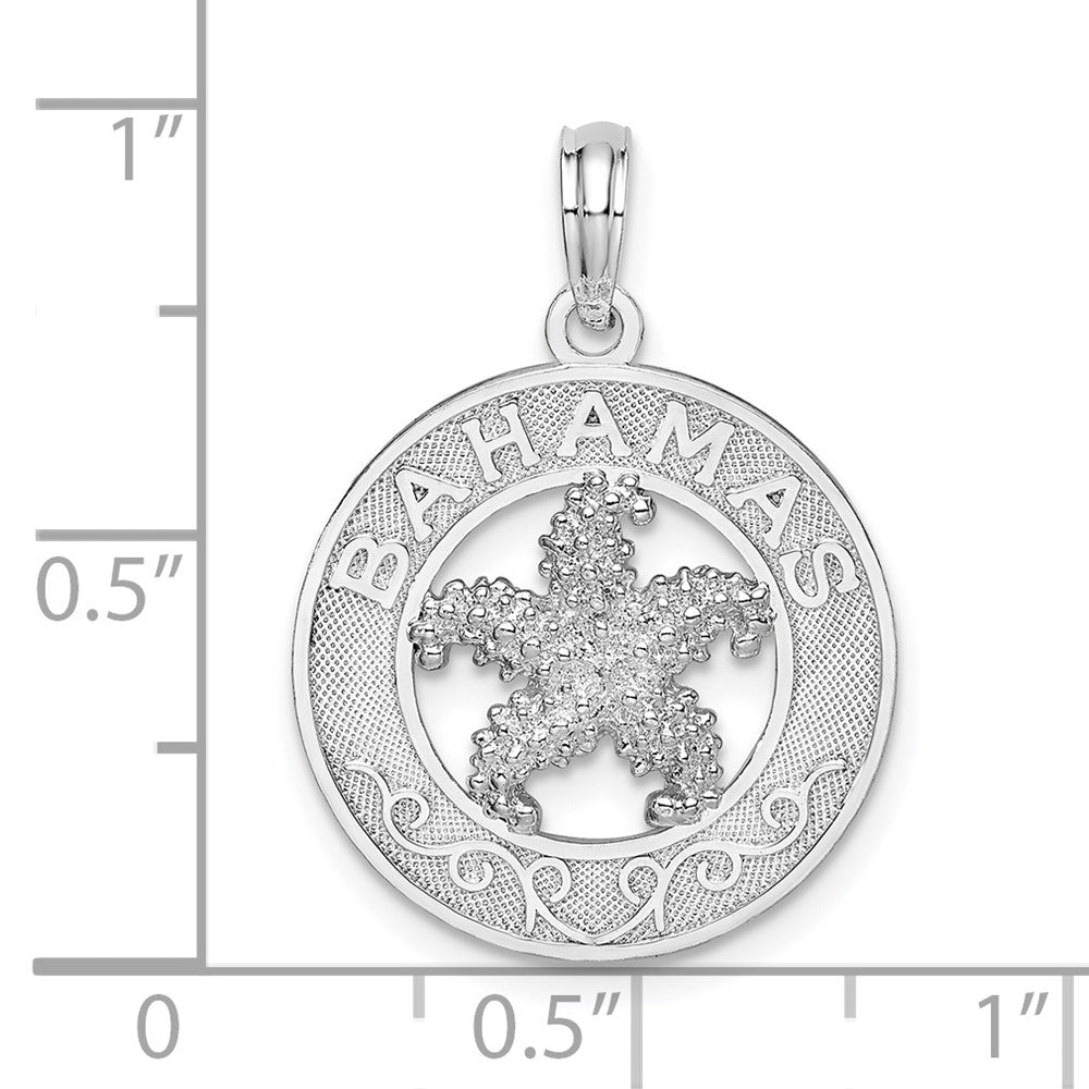 FJC Finejewelers 925 Sterling Silver Rhodium Plated Textured Bahamas with Starfish Charm 25 x 17 mm