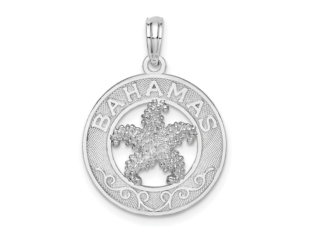 FJC Finejewelers 925 Sterling Silver Rhodium Plated Textured Bahamas with Starfish Charm 25 x 17 mm