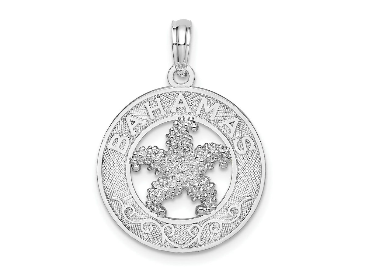 FJC Finejewelers 925 Sterling Silver Rhodium Plated Textured Bahamas with Starfish Charm 25 x 17 mm