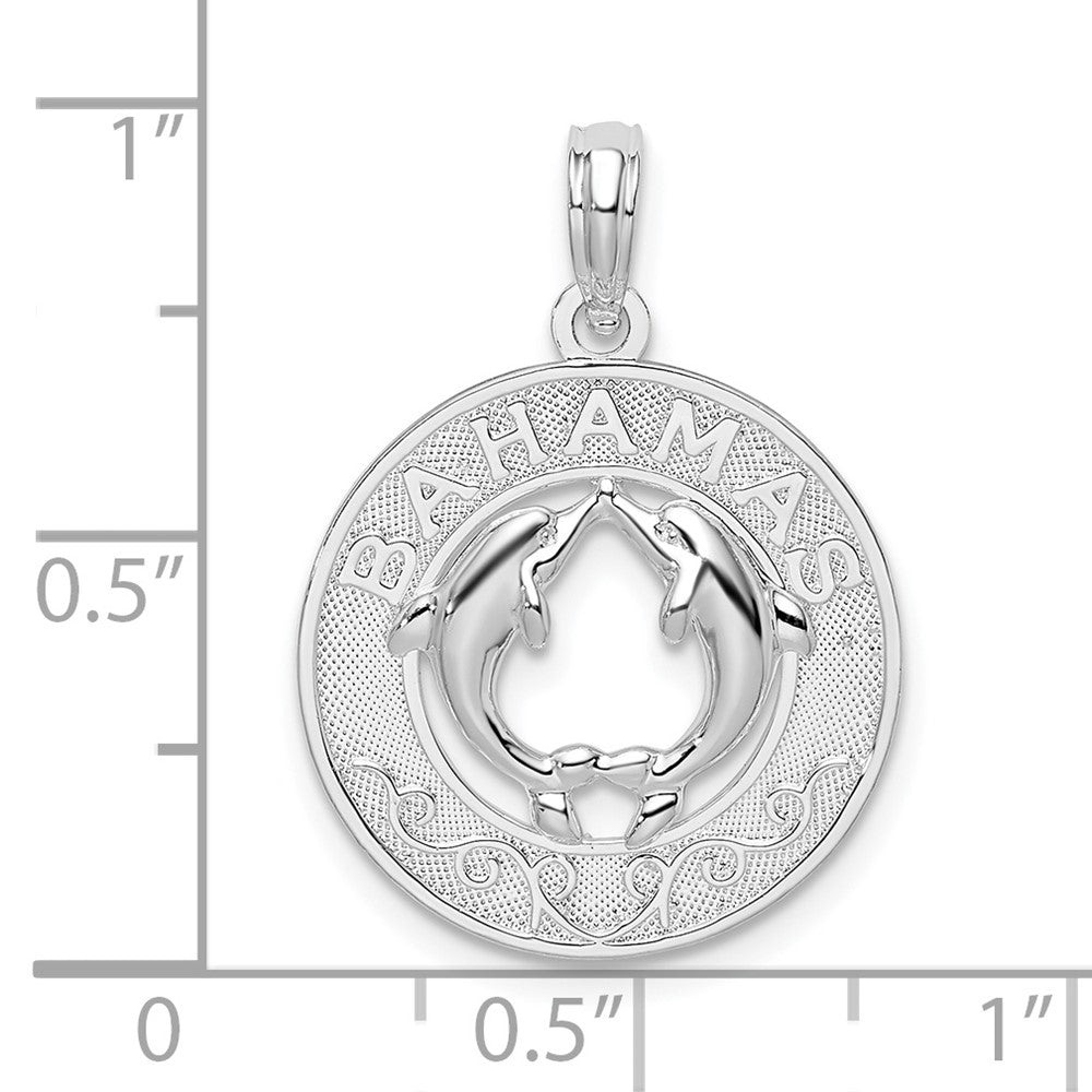 FJC Finejewelers 925 Sterling Silver Rhodium Plated Textured Bahamas with Dolphins Charm 24 x 17 mm
