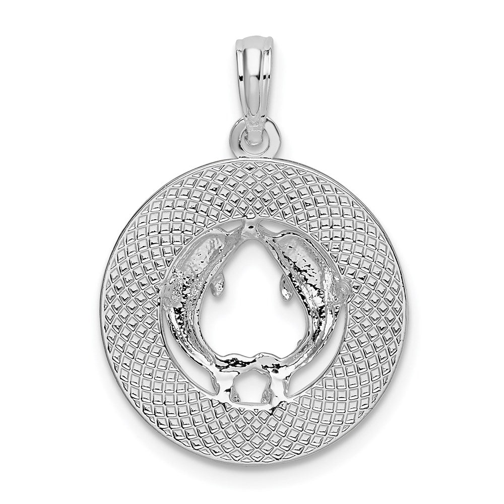 FJC Finejewelers 925 Sterling Silver Rhodium Plated Textured Bahamas with Dolphins Charm 24 x 17 mm