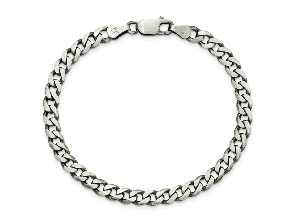 FJC Finejewelers 925 Sterling Silver Antiqued Curb Bracelet Chain 8 Inches x 6 mm