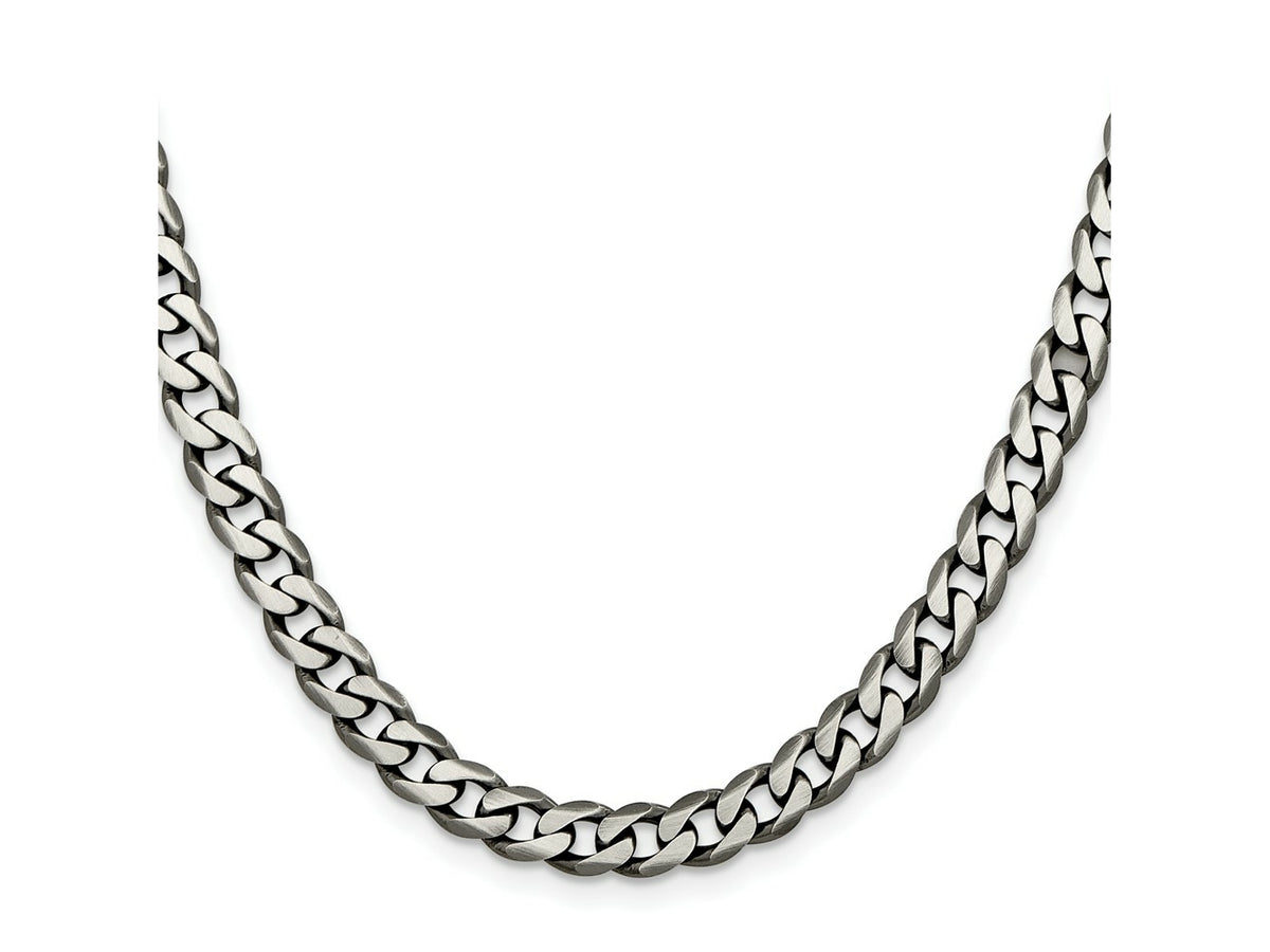 FJC Finejewelers 925 Sterling Silver Antiqued Curb Chain 24 Inches x 7 mm