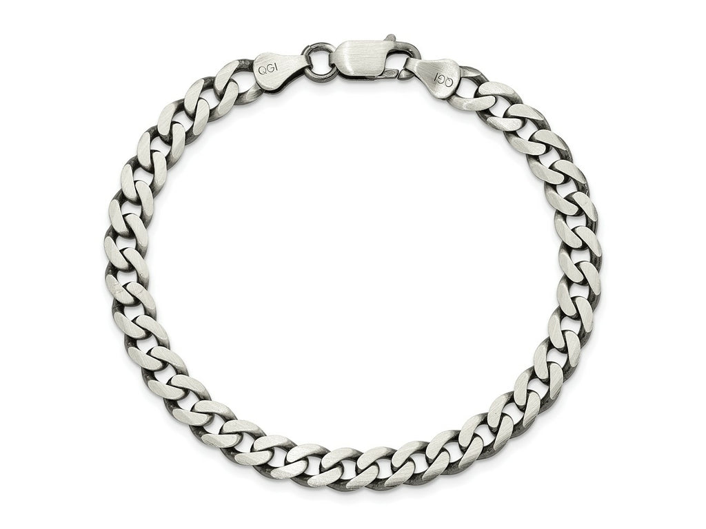 FJC Finejewelers 925 Sterling Silver Antiqued Curb Bracelet Chain 8 Inches x 7 mm