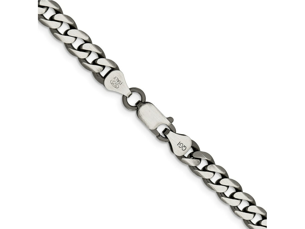 FJC Finejewelers 925 Sterling Silver Antiqued Curb Bracelet Chain 9 Inches x 7 mm