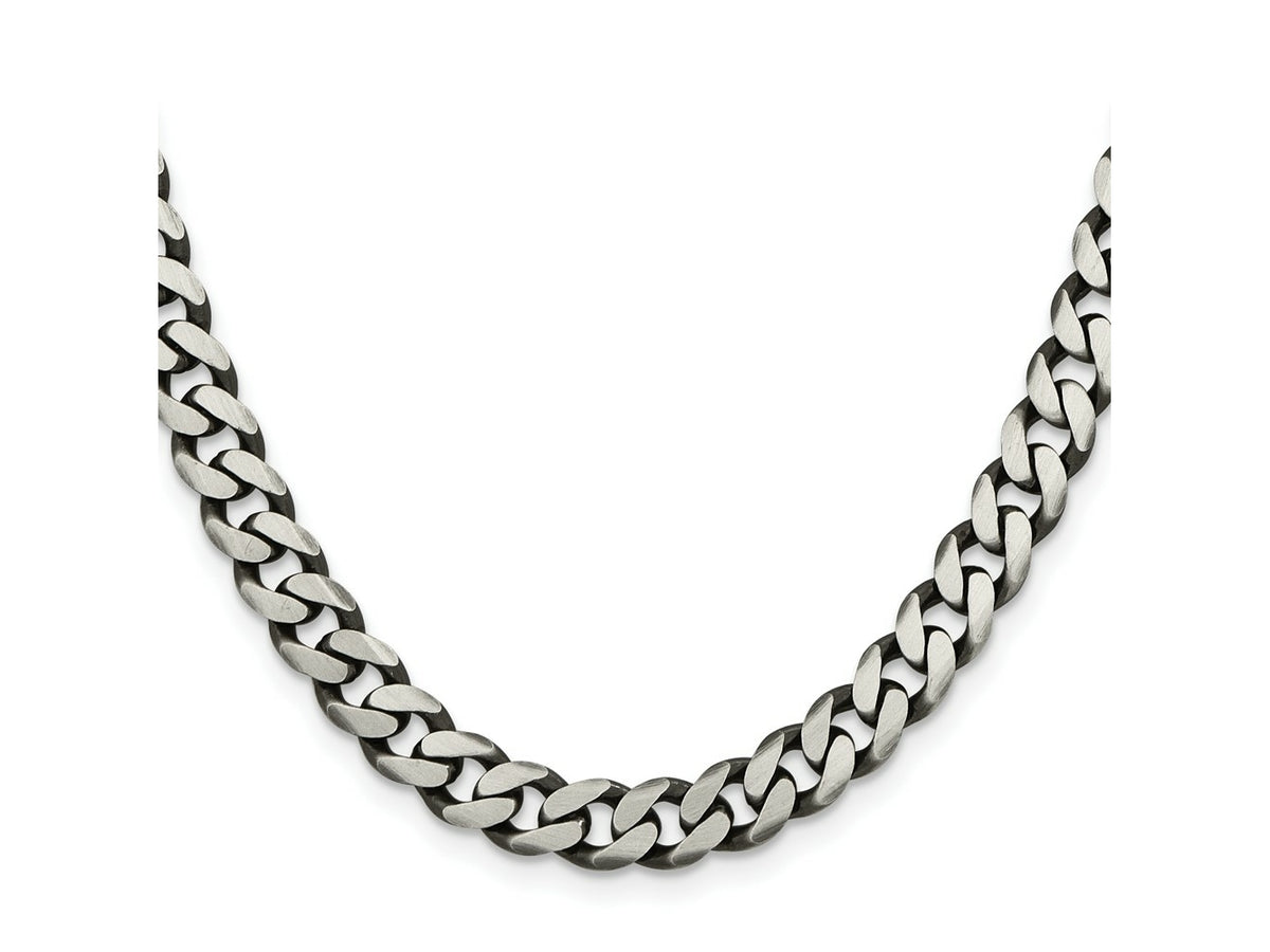 FJC Finejewelers 925 Sterling Silver Antiqued Curb Chain 28 Inches x 7.5 mm