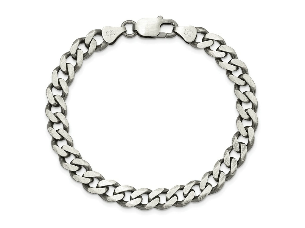 FJC Finejewelers 925 Sterling Silver Antiqued Curb Bracelet Chain 8 Inches x 7.5 mm
