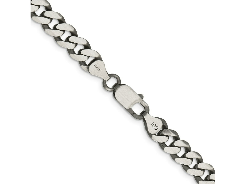 FJC Finejewelers 925 Sterling Silver Antiqued Curb Bracelet Chain 9 Inches x 7.5 mm