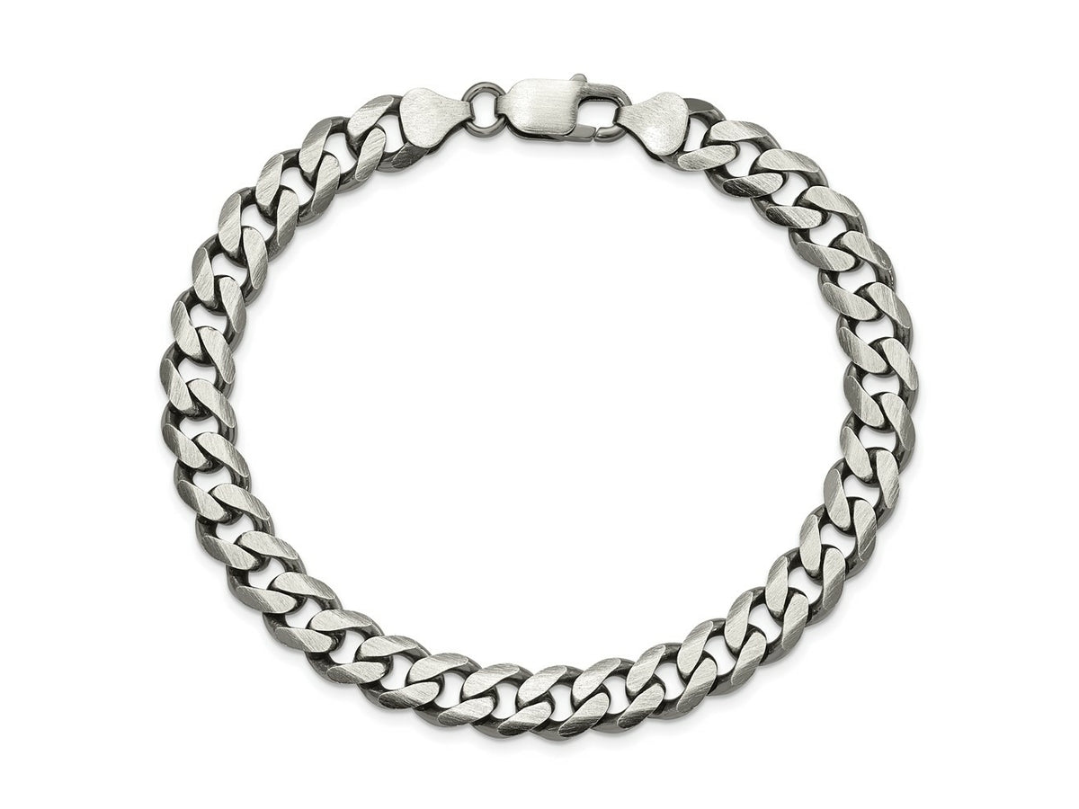 FJC Finejewelers 925 Sterling Silver Antiqued Curb Bracelet Chain 9 Inches x 8 mm