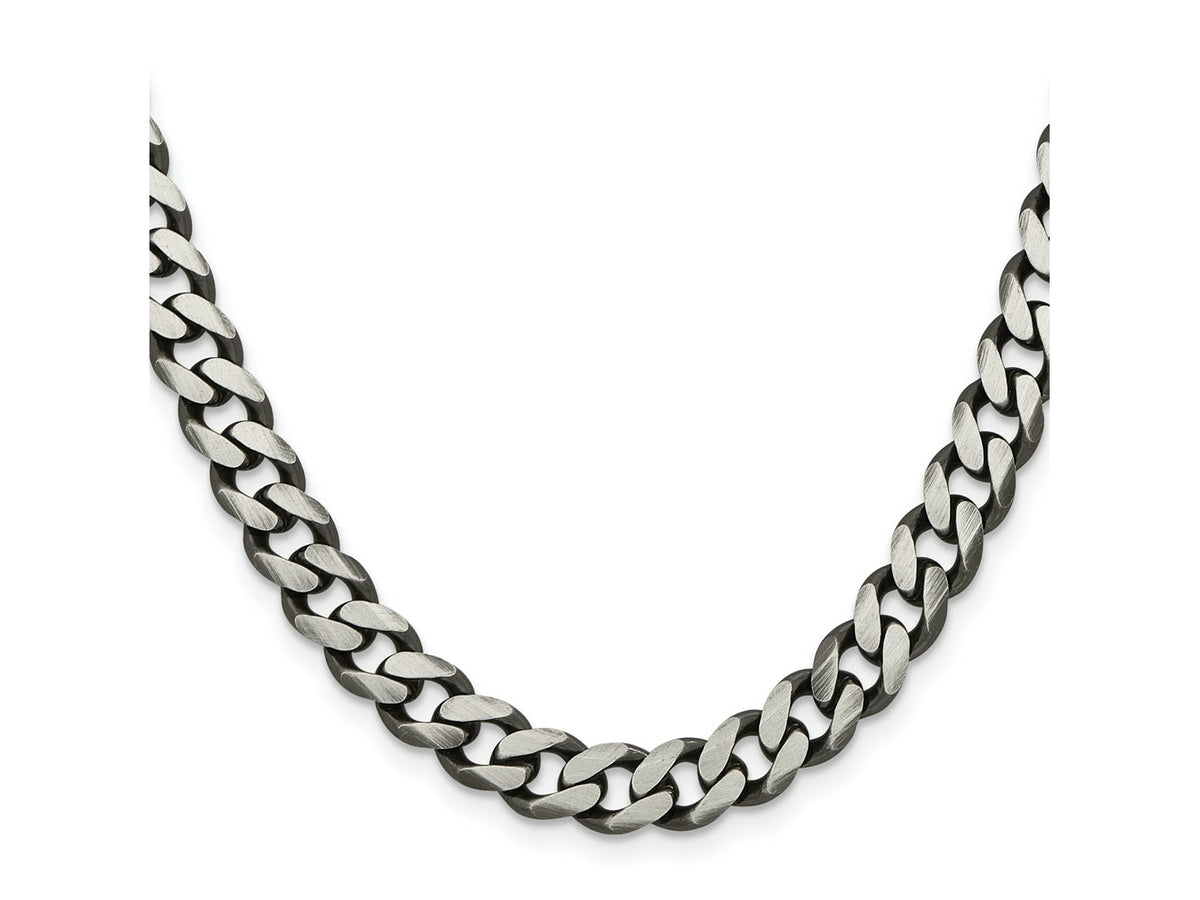 FJC Finejewelers 925 Sterling Silver Antiqued Curb Chain 24 Inches x 9 mm