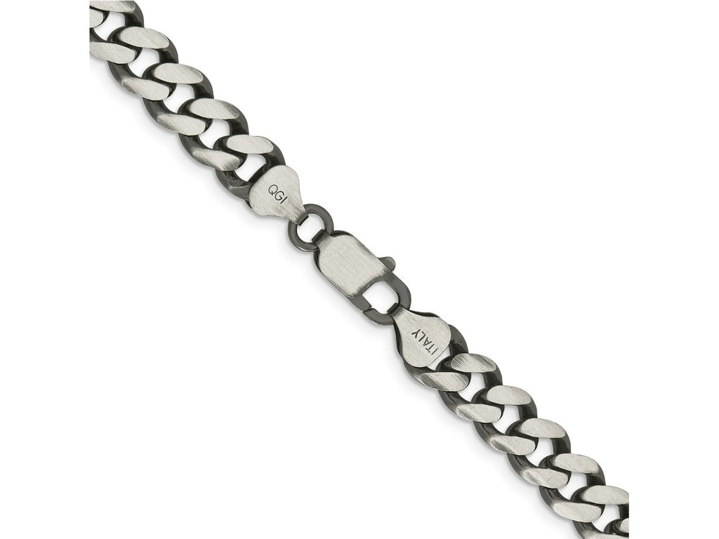 FJC Finejewelers 925 Sterling Silver Antiqued Curb Bracelet Chain 9 Inches x 9 mm