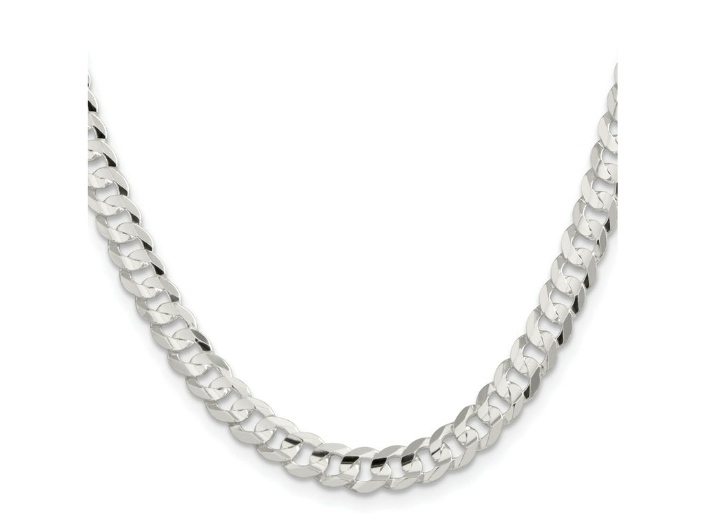 FJC Finejewelers 925 Sterling Silver Concave Beveled Curb Chain 30 Inches x 6.75 mm