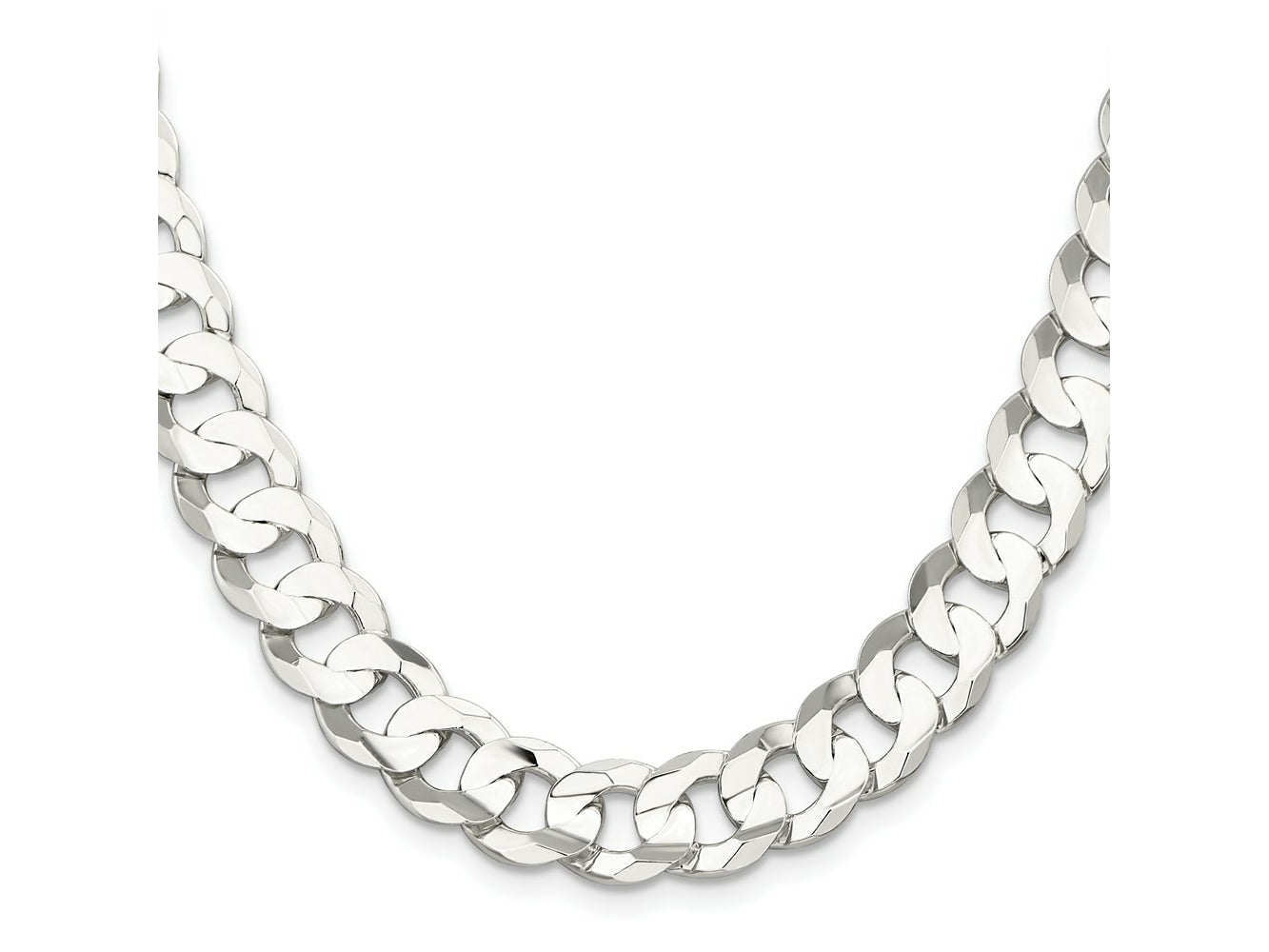 FJC Finejewelers 925 Sterling Silver Concave Beveled Curb Chain 26 Inches x 11.9 mm