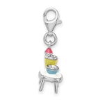 FJC Finejewelers 925 Sterling Silver Amore La Vita Rhodium-pl Enameled Table and Bowls Charm 18 x 12 mm