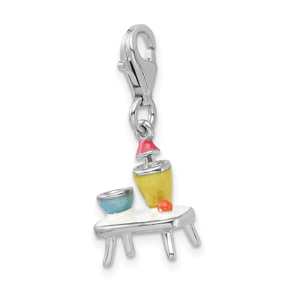 FJC Finejewelers 925 Sterling Silver Amore La Vita Rhodium-pl Enameled Table and Bowls Charm 18 x 12 mm