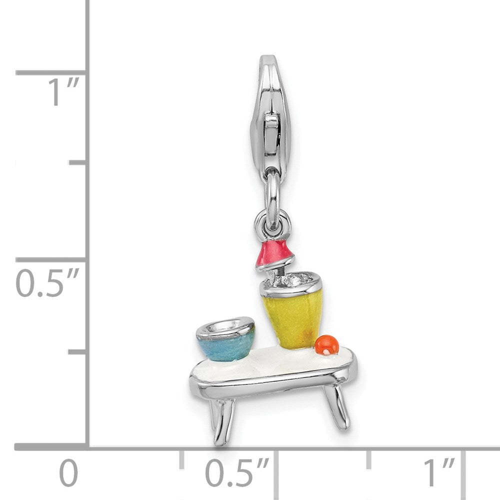 FJC Finejewelers 925 Sterling Silver Amore La Vita Rhodium-pl Enameled Table and Bowls Charm 18 x 12 mm