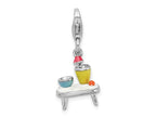 FJC Finejewelers 925 Sterling Silver Amore La Vita Rhodium-pl Enameled Table and Bowls Charm 18 x 12 mm