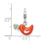 FJC Finejewelers 925 Sterling Silver Amore La Vita Rhodium-pl Enameled Bird and Clover Charm 11 x 16 mm