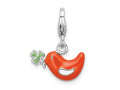 FJC Finejewelers 925 Sterling Silver Amore La Vita Rhodium-pl Enameled Bird and Clover Charm 11 x 16 mm